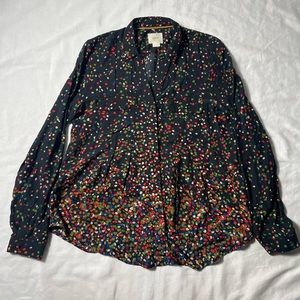 Maeve anthropologie Colorful confetti long sleeve button up top size 6